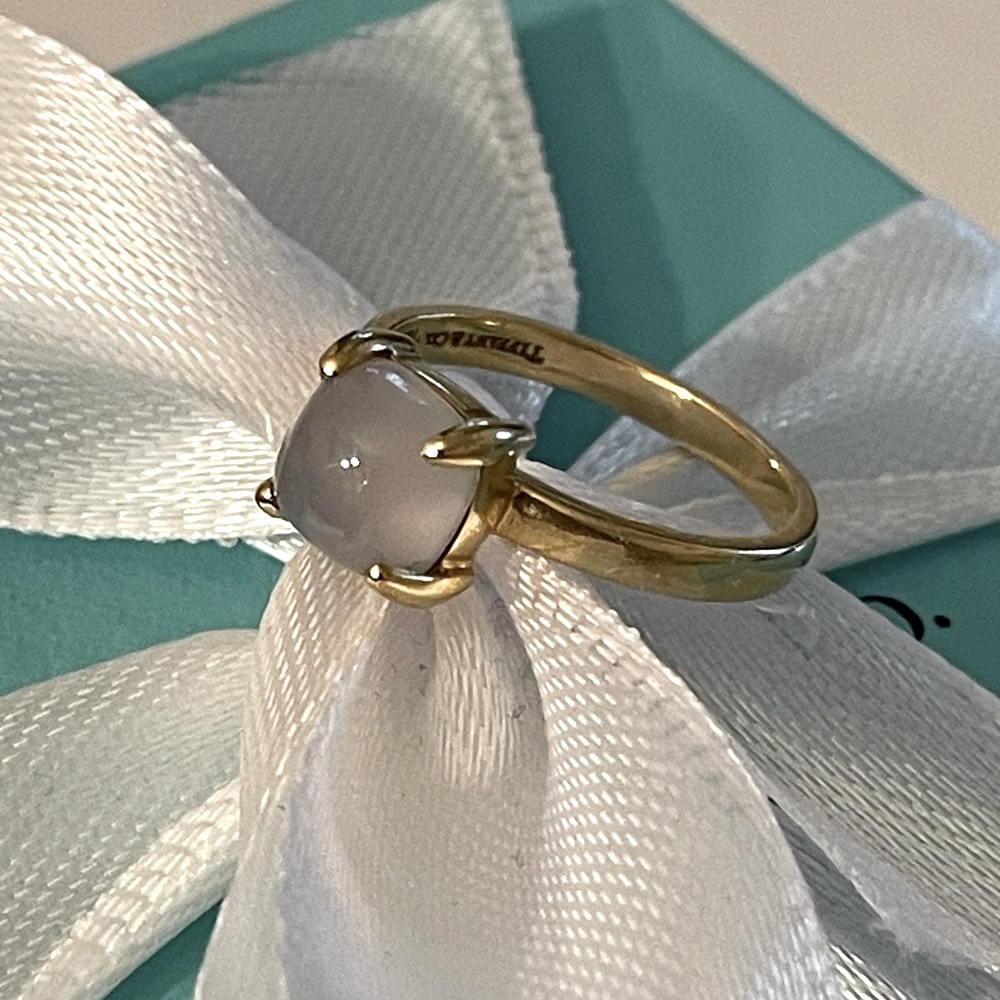 ❌SOLD❌Tiffany RARE gold chalcedony sugar stack ring size 6.25 - Picture 1 of 10